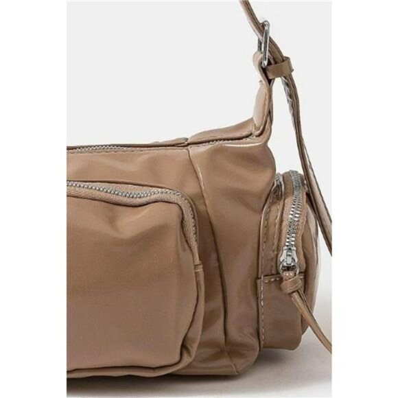 Fame Glossy Faux Leather Multi Pocket Hand Bag - Picture 3 of 3